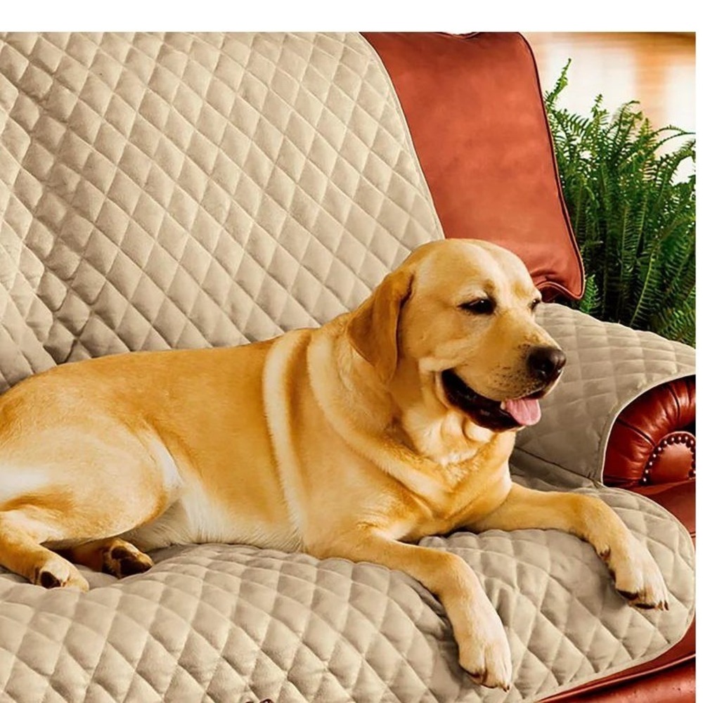 Plow & Hearth Quilted Chair Cover Taupe Furniture Protector‎ Pet Cover 64305 TAU